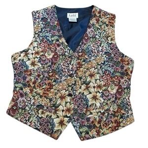 Vintage Vest Tapestry Tabi Size Floral Multicolor Retro Boho Hippie‎ Festival